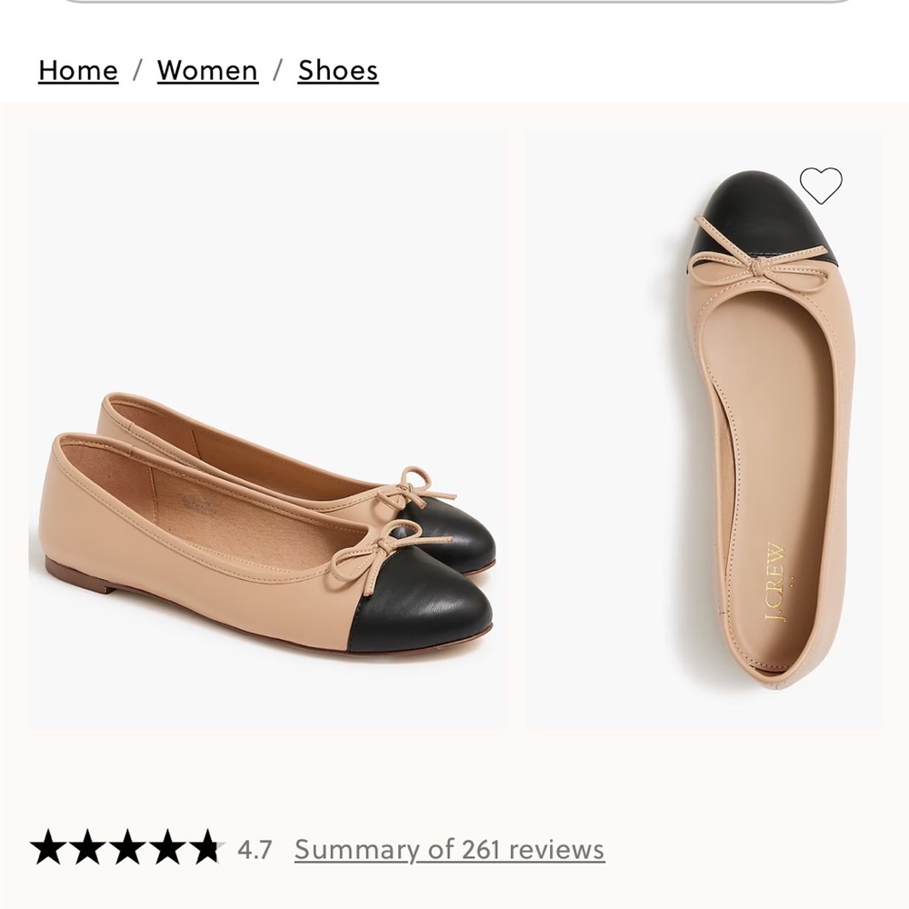 J. Crew Beige and Black Two-Tone Bow Ballet Flats